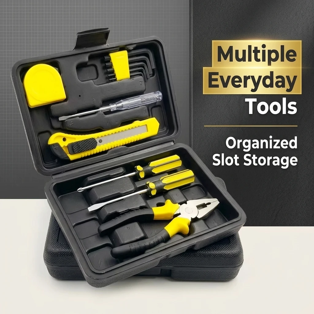 12Pcs Tool Kit with Storage Case, Portable Multi Purpose Repair Tools Set for DIY Home Workshop Garage Camping Outdoor Maintenan
