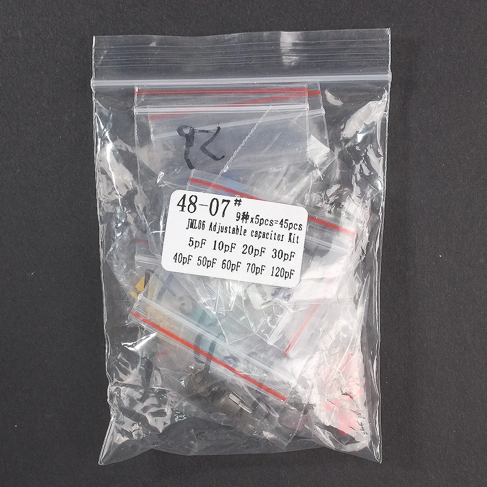 45PCS Variable Trimmer Capacitor Kit JML06 5PF 10PF 20PF 30PF 40PF 50PF 60PF 70PF 120PF Adjustable Capacitors Pack