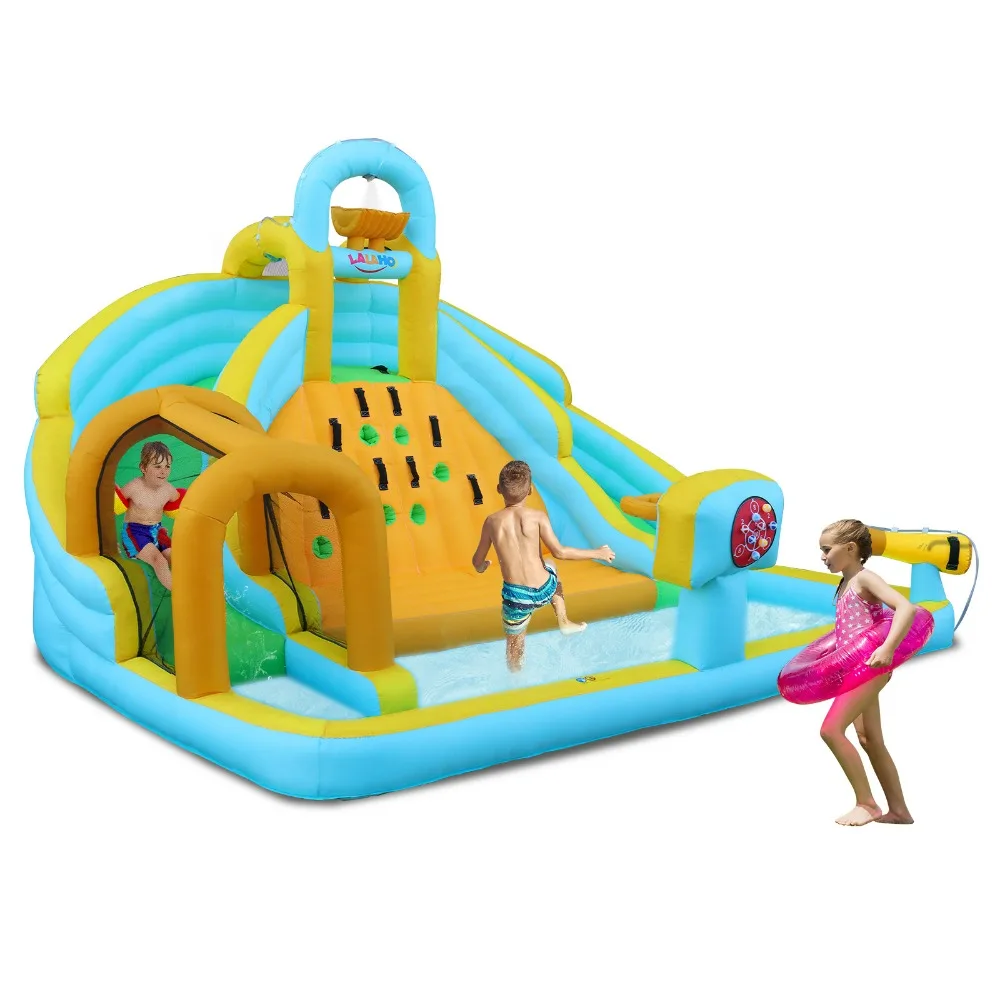 Inflatable castle  with inflator 450W slide jump area climbing wall Double slide climbing pool with funnel Inflatable Castle