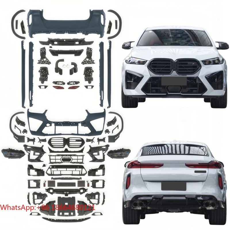 Conversion Body Kit with Headlights Bumper Wheel Arches Side Skirts for  X6 G06 2020-2023 Upgrade To LCI X6M Style