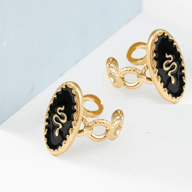 Stainless Steel Oil Drop Opening Adjustable Ring Retro Jewelry Devil's Eye Rings for Women Wedding Party Gift Wholesale