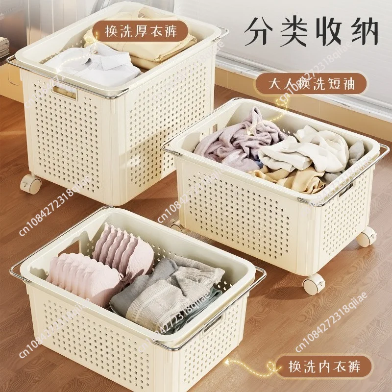 Portable Laundry Basket with Wheels Large Capacity for Bathroom and Home Use