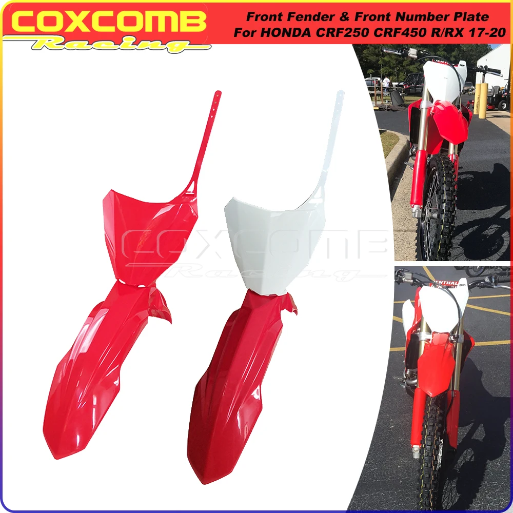 Front Fender Mud Guard Mudguard For Honda CRF250R CRF250RX CRF450R CRF450RX Motorcross Number Plate Registration License Cover 