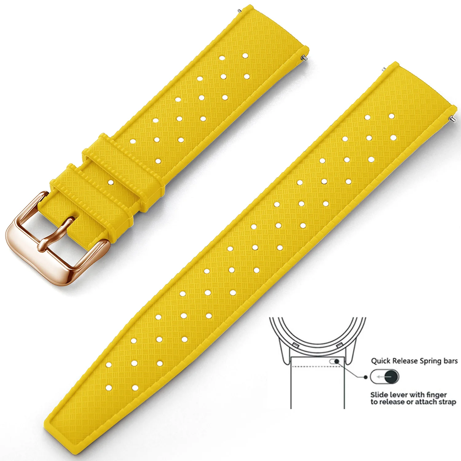 Tropisches Silikon-Uhrenarmband, Schnellverschluss-Uhrenarmband, 18 mm, 20 mm, 22 mm, Gummi-Tropic-Smartwatch-Armband, wasserdicht, mehrfarbig