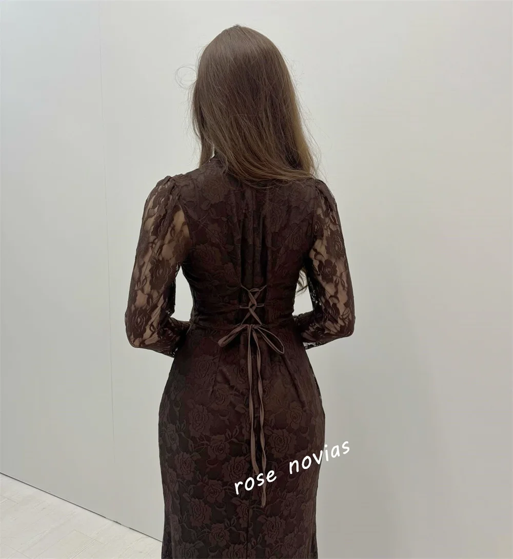 Vestidos largos clásicos de manga larga de encaje fruncido exquisito personalizado vestido de noche Formal ocasión a medida fiesta de boda