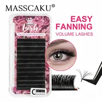 MASSCAKU-pestañas Easy Fanning Bloom, volumen de floración automática, pestañas individuales de visón sintético, extensión de pestañas naturales gruesas