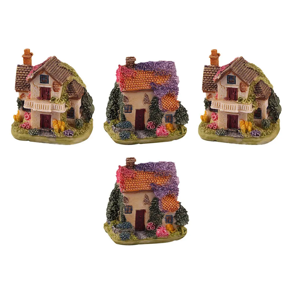 4Pcs Fine Workmanship Resin -Shaped Ornament Beautiful Vivid Design for Home Office Garden Decoration Fairy Tale Scene