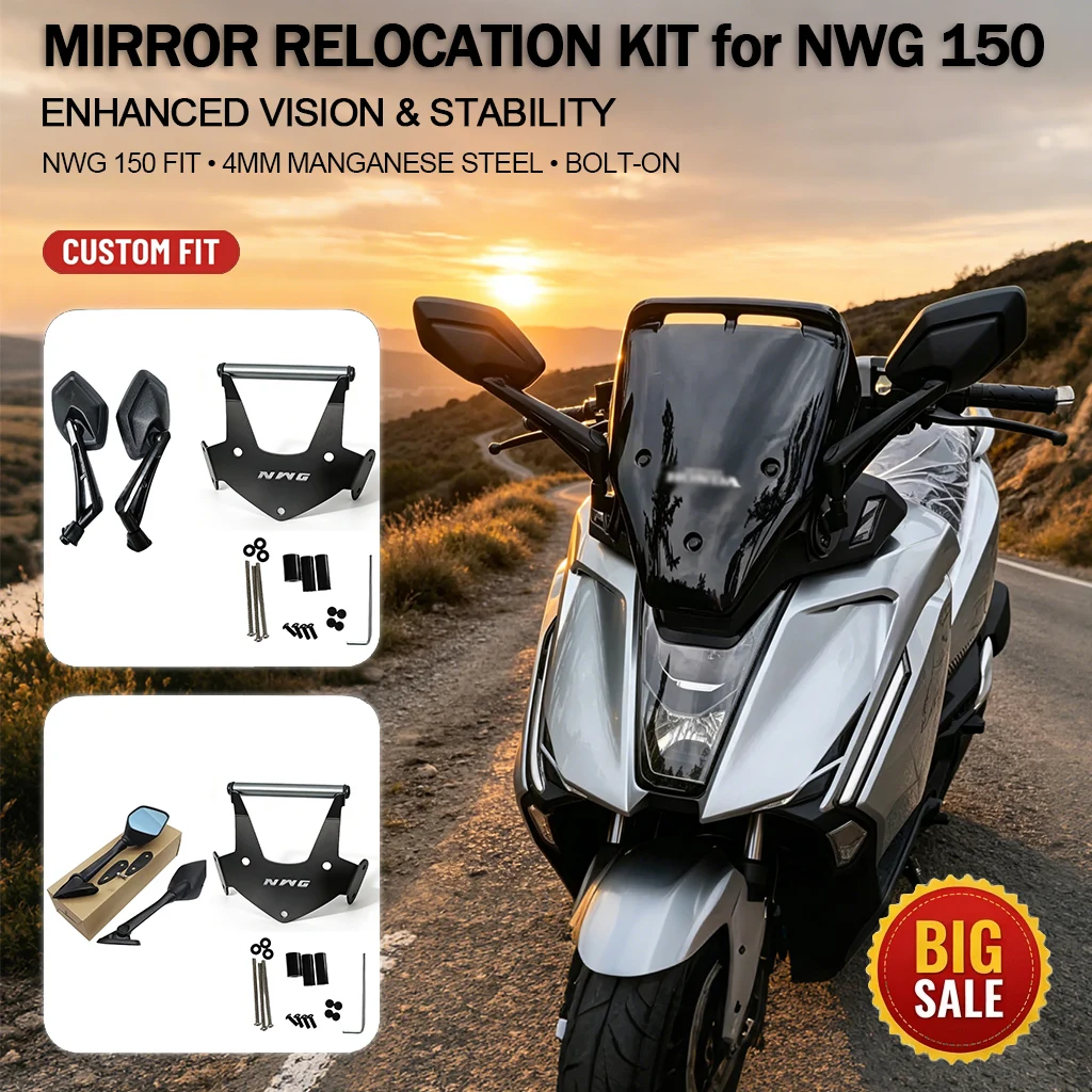 Motorcycle Mirror Relocation Bracket for NWG 150 Front Mirror Move Forward Mount Holder Navigation Accessories