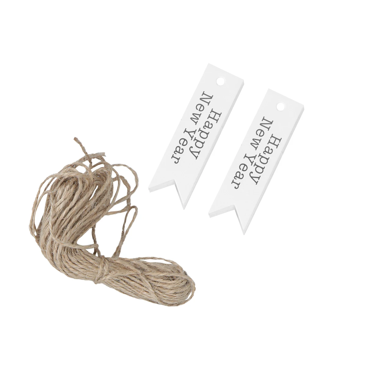 

100Pcs Kraft Paper Hanging Tags Swallowtail Design Happy New Year Printed Gift Labels Decor Rope for Party Baking Store