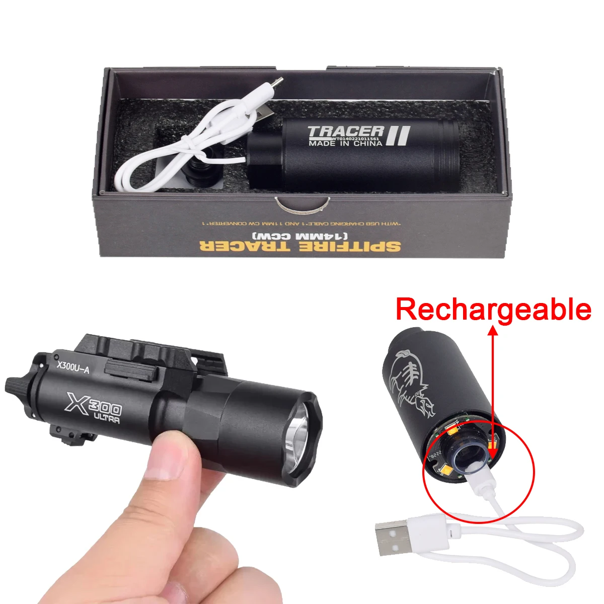 Táctico Surefir X300 X300 Ultra arma de tiro ligero Tracer II unidad de linterna Scout M14 a M11 antorcha caza juguetes al aire libre