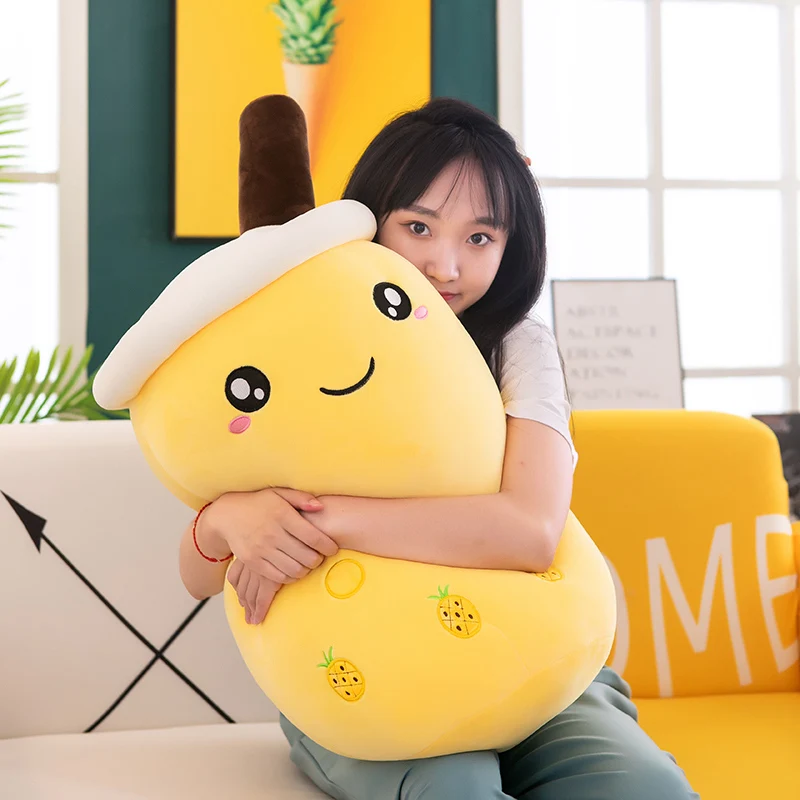 22-70cm Giant Size Bubble Tea Plushies Squishy Milk Tea Boba Pillow Peluche Ice Cream Fruits Juice Drink Bottle Prop Decor Gift