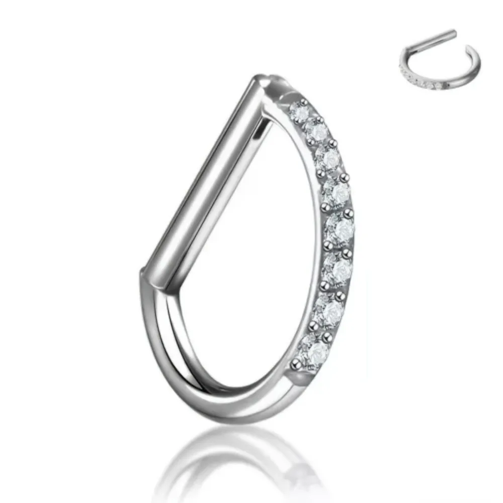 New F136 Titanium Nose Clicker Hoop Hinged Closure Silver Gold Conch Helix Earring 16G D Shape Piercing Clicker Ring Body Decor