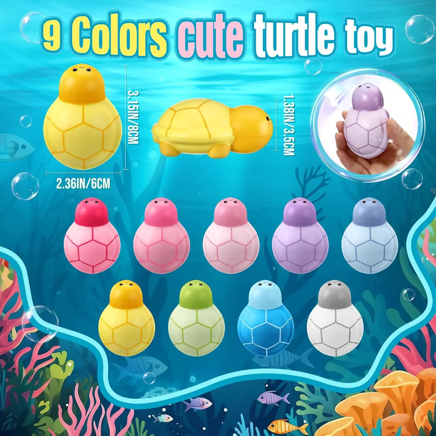 6Pcs Turtle Stress Ball Inspirational Stress Balls Soft Toys Turtle Squeeze Funny Stress Balls Squeezable Foam Gifts Ball