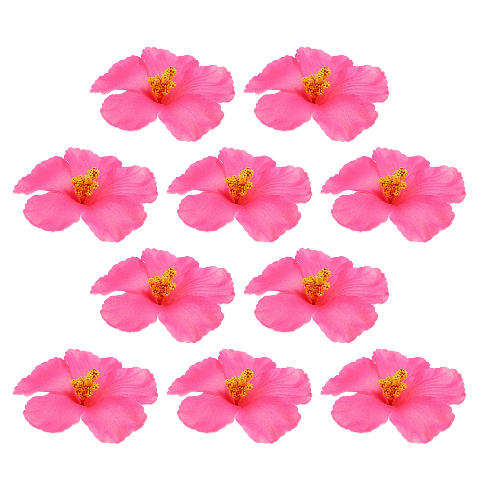 

10pcs Artificial Flower Decor Pink Hibiscus Blossom Fake Flowers For Home Party Cake Decorating Hawaiian Summer Faux Peony Iron