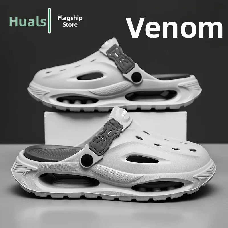 Men's Summer Outdoor Wear Anti-Slip Wear-Resistant Driving Sport Head Cover Slippers Beach Sandals Large Size Breathable EVA