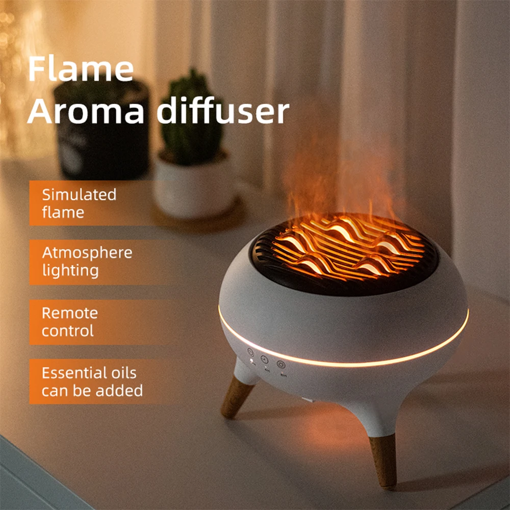 Flame Air Humidifier Dynamic Jellyfish Aroma Diffuser with Colorful Gradient Ambient Lights Remote Control Aromatherapy Diffuser