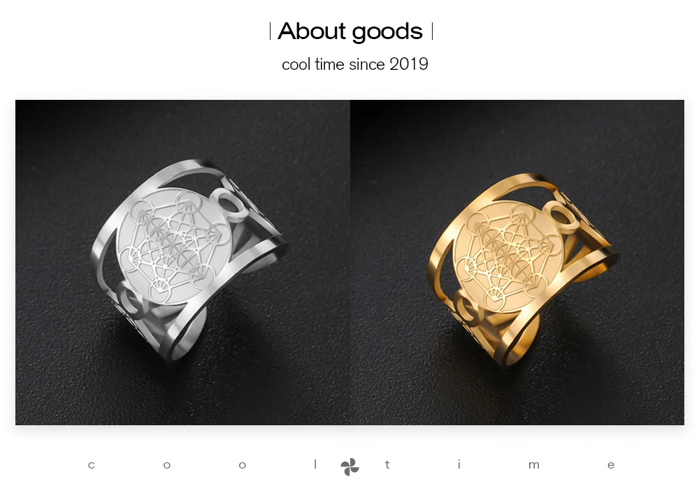 COOLTIME Solomon Blume des Lebens Chakra Ring Edelstahl Erzengel Heilige Geometrie Metatron Fingerring Schmuck Geschenk – Detail 3