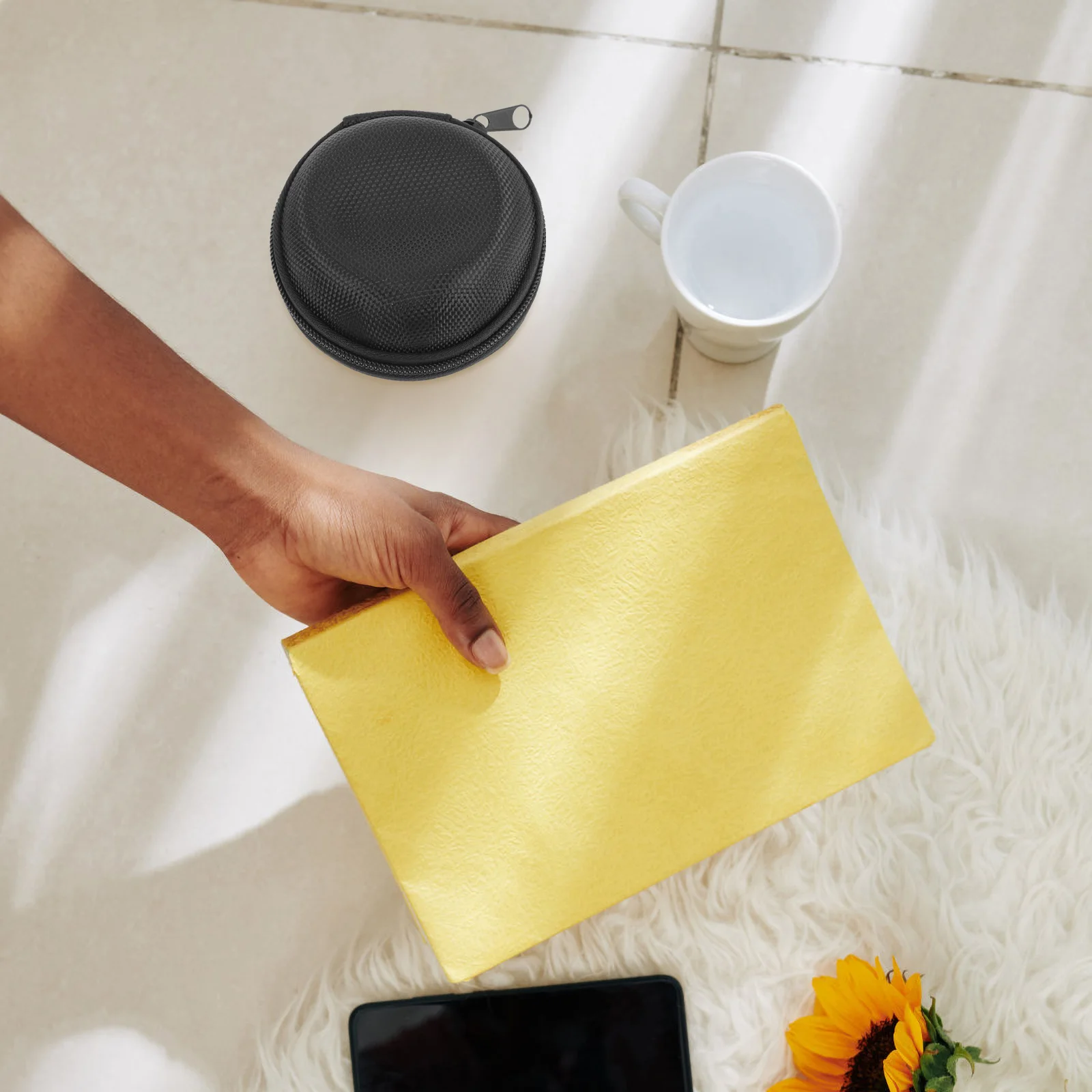 

2Pcs Round Case Round Watch Box Portable Storage Box Oxford Cloth Shockproof Waterproof Travel Home Use Smartwatch
