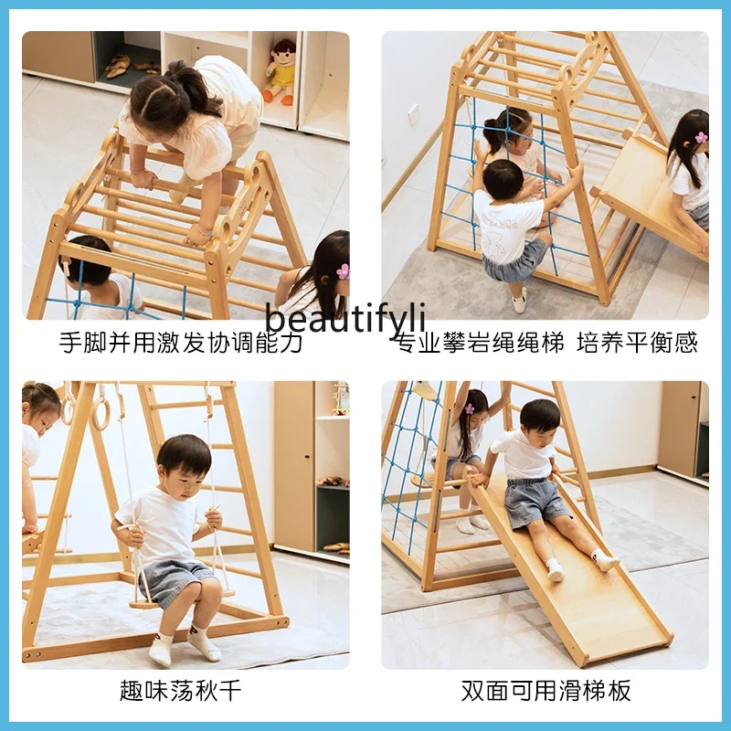 Baby climbing frame beech children's toys climbing household slide swing