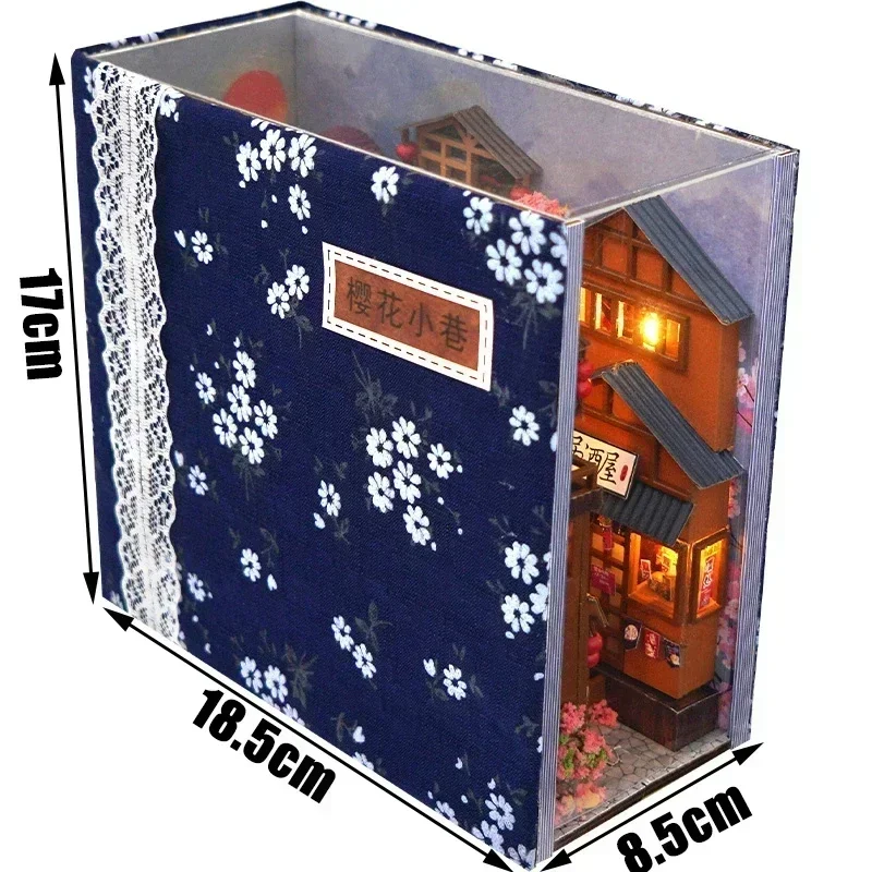 Japanese Sakura Alley DIY Wooden Book Nook Shelf Insert Kit Bookshelf