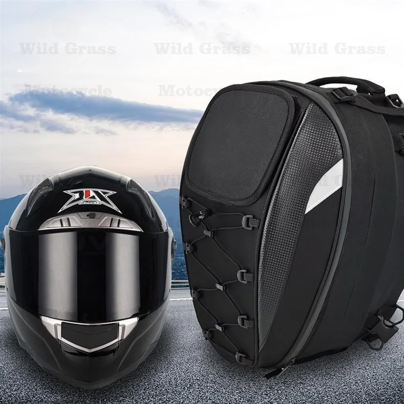 Universal Multifunctional Motorcycle Helmet Bag Large Capacity Rear Seat Tail Pack Rain Repellent Surface Rider Backpack