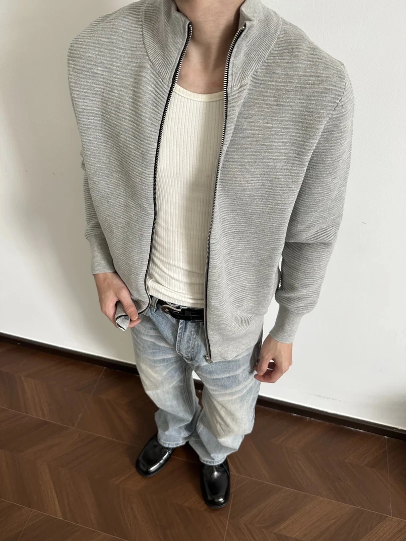 

Lazy Sle Knitted Open Cardigan Jaet Men's American Brand Cleanfit Collar Sweater Trendy Autumn Wear for Youth Warmth