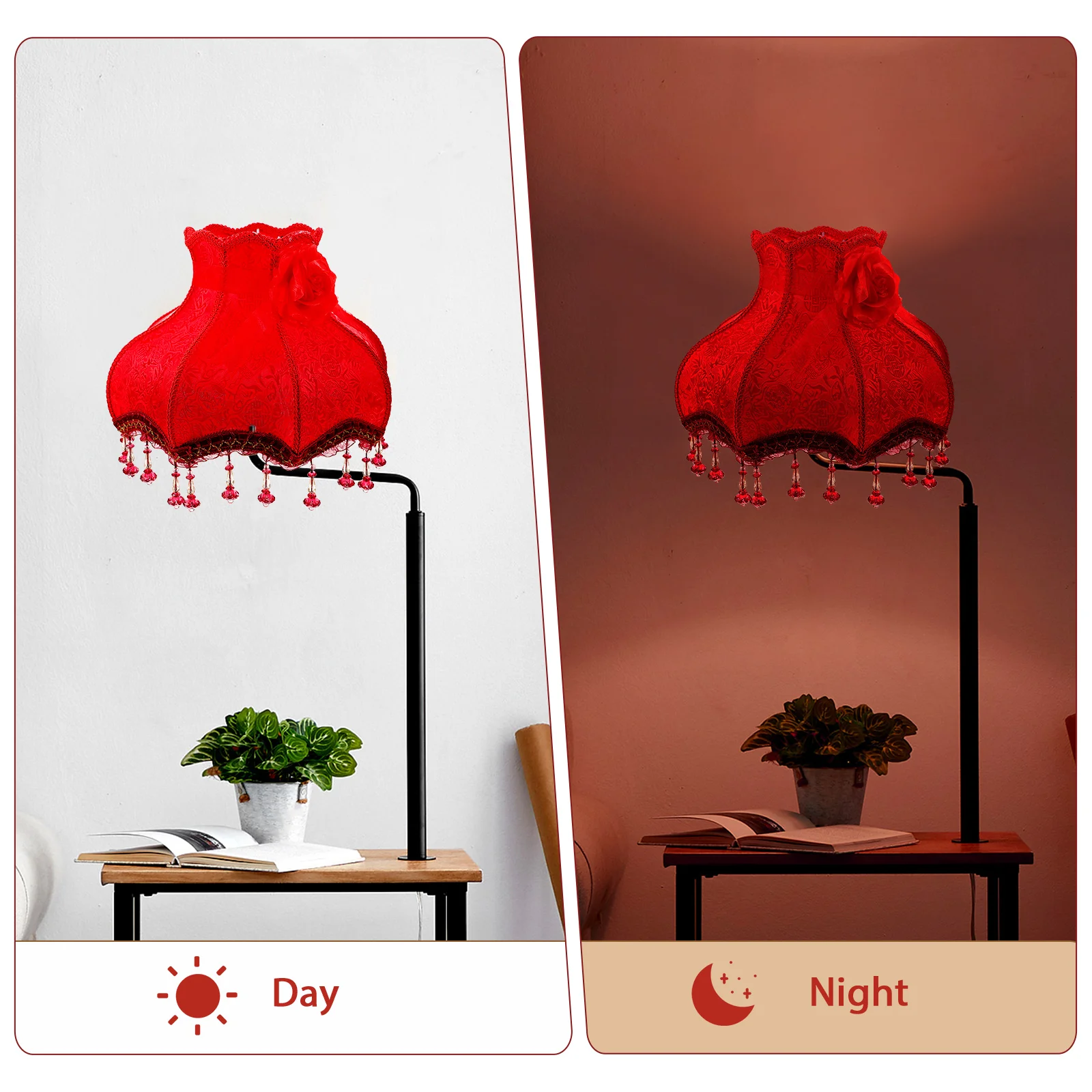 

Retro Lampshade E27 European Style High end Cloth Cover Red Beaded Lace Table Decorative Mood Lighting Lamp Accessories
