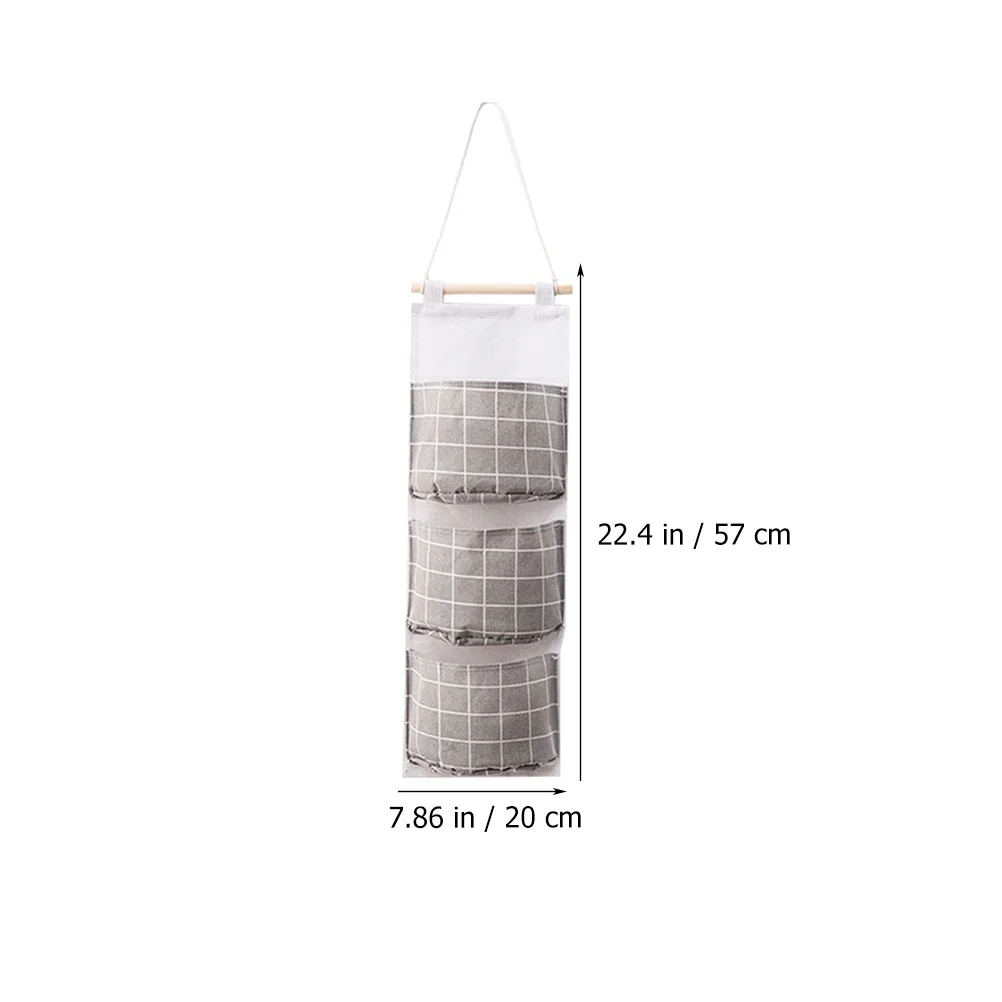 

3pcs Wall Hanging Storage Bags Cotton Linen Organizer Bedroom Bathroom Door Hanging Pocket Medicine Glasses Socks Holder Over