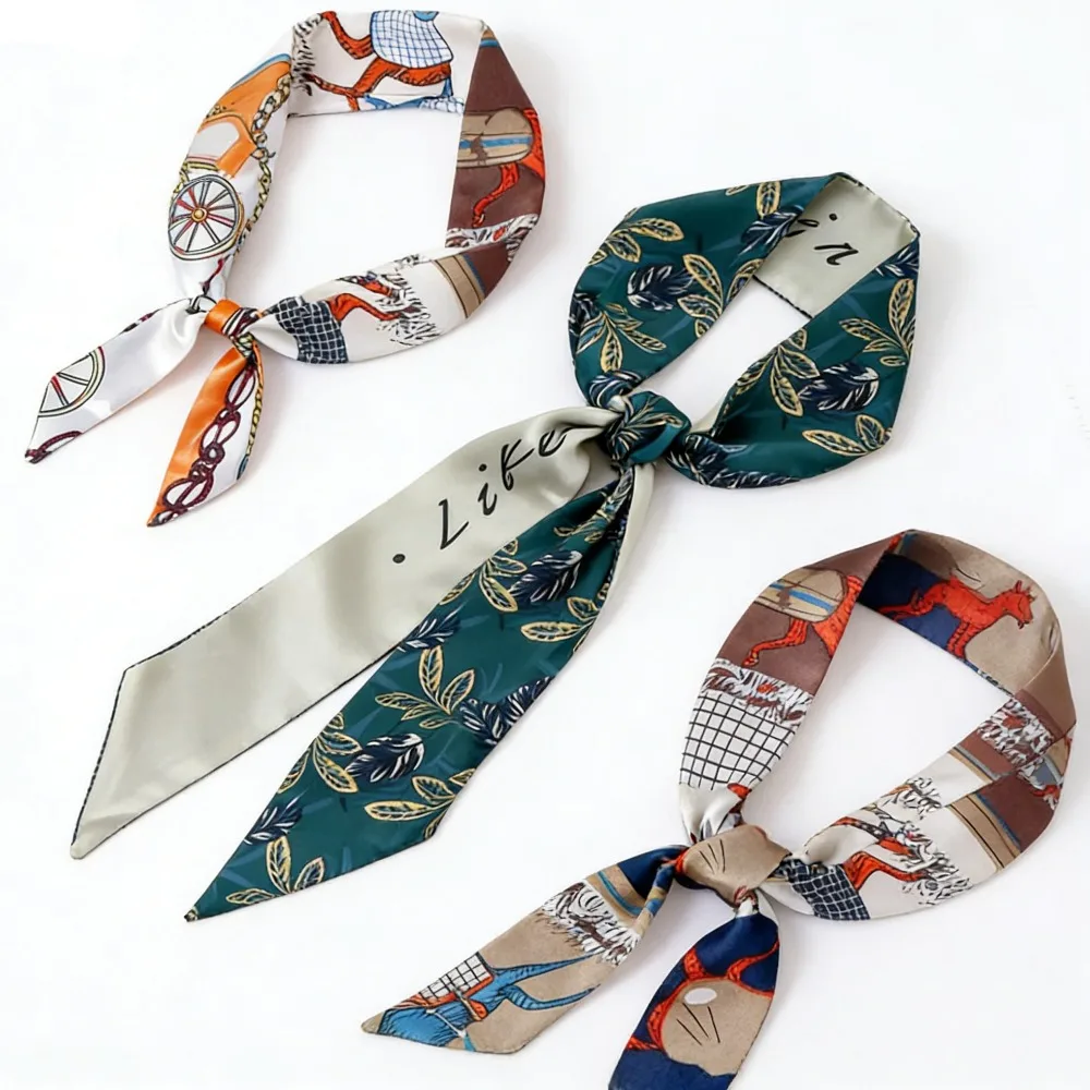 

Женский роскошный узкий шарф, модный шарф-лента для сумки, универсальный платок-повязка на голову