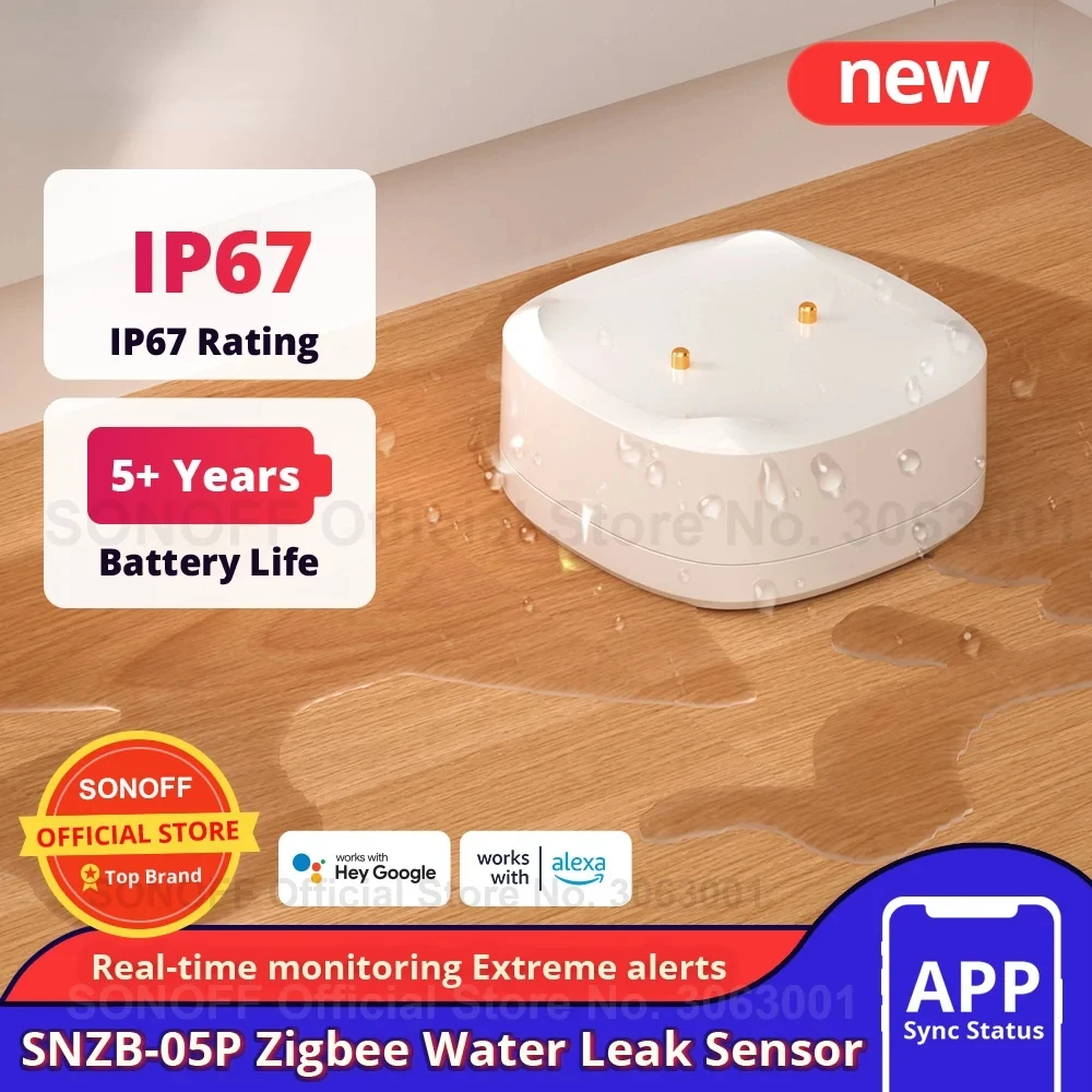 

SNZB-05P Zigbee 3.0 Детектор утечки воды 5-летний срок службы IP67 Водонепроницаемый пульт дистанционного управления Умный дом с Alexa Google Home