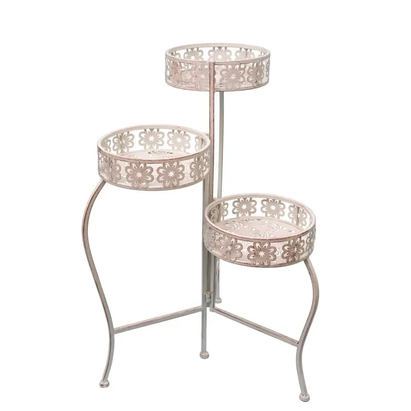 

iron three baskets folded, stand stepped, pot stand outdoor in courtyard, display storage stand
