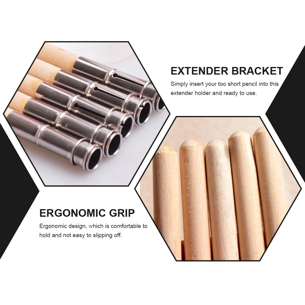 

Pencil Extender Beige Wood Iron Material Ergonomic Design Portable Holder Student Stationery Sketch Tool Art Supplies Canvas