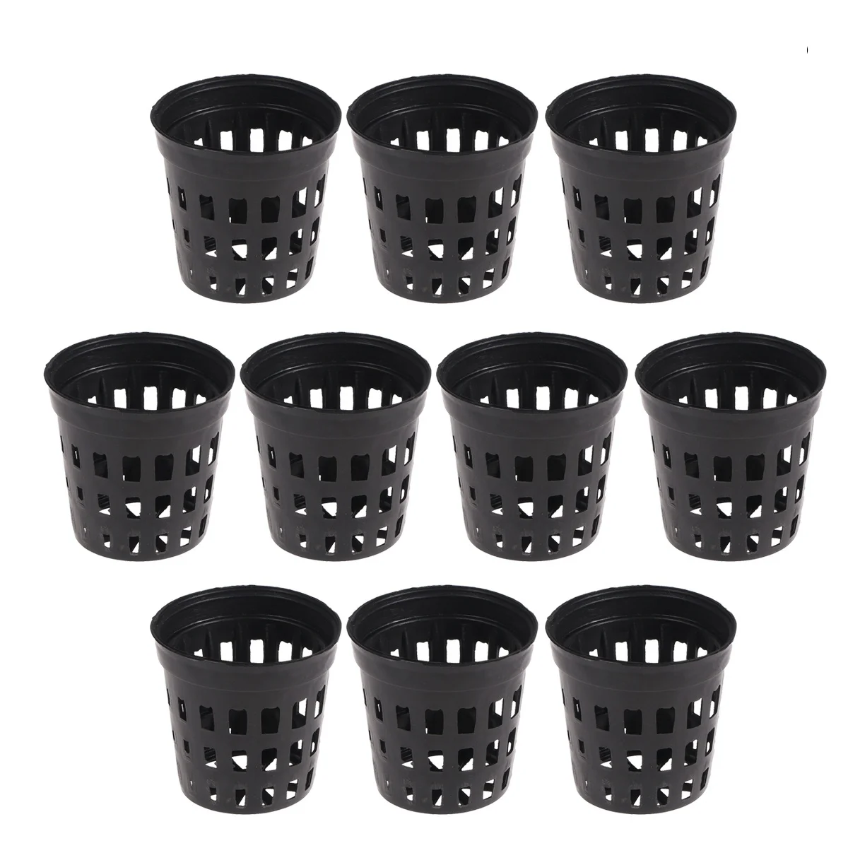 

10pcs Water Grass Basket Plastic Planting Pot For Aquarium Plants With Drainage Holes Cultivate Pot Hydroponics Soil Use Black