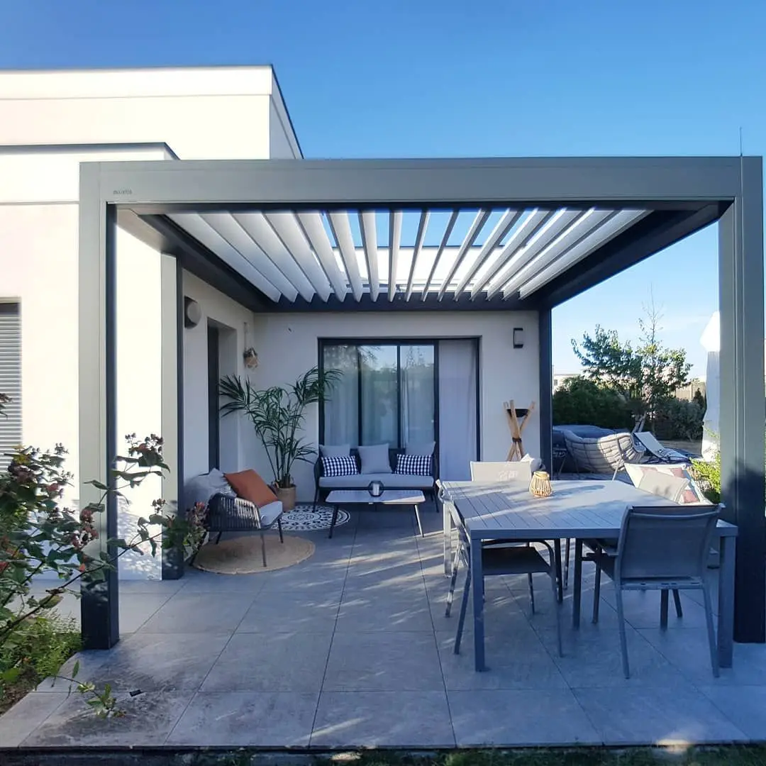 

Luxury Outdoor Louver Sun Awnings Patio Terrace Canopy Waterproof Electric Gazebo Yard Bioclimatic Louvered Aluminum Pergola