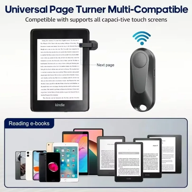 2.4G Mute Wireless Page Turner Remote Clip Type-C Rechargeable Remote Control for Kindle Kobo iPad Tablet Ebook Reader