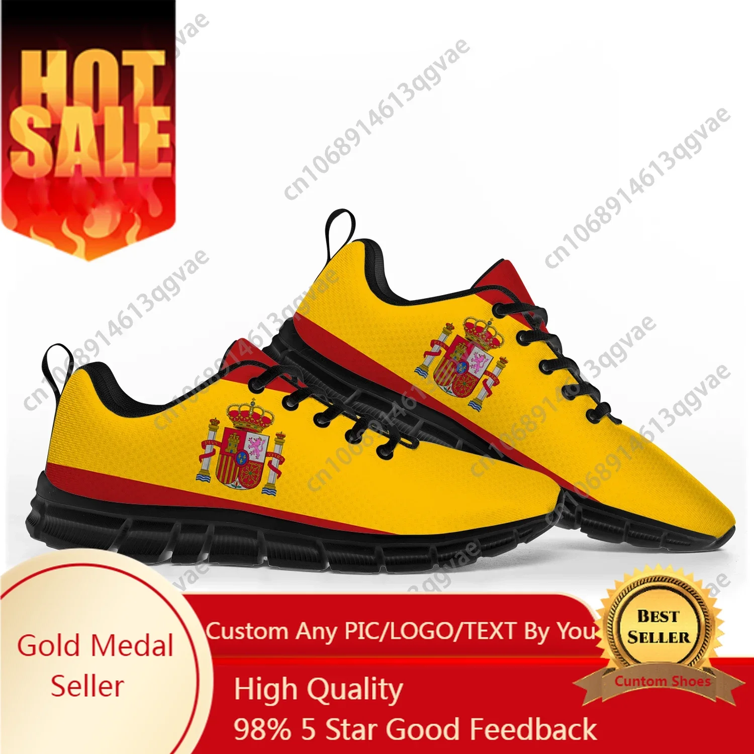 Spanish Flag Sports Shoes Mens Womens Teenager Kids Children Sneakers Spain Casual Custom High Quality Couple Shoes