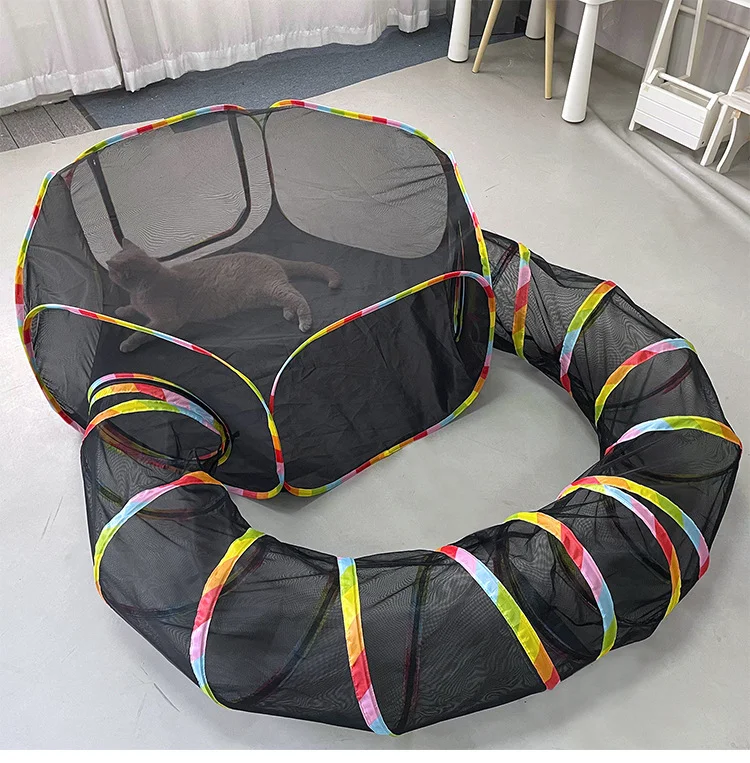 Cat Tent With Tunnel for Outdoor Cat Enclosures Portable Playpen Play Tents for Cats Rabbits Ferrets
