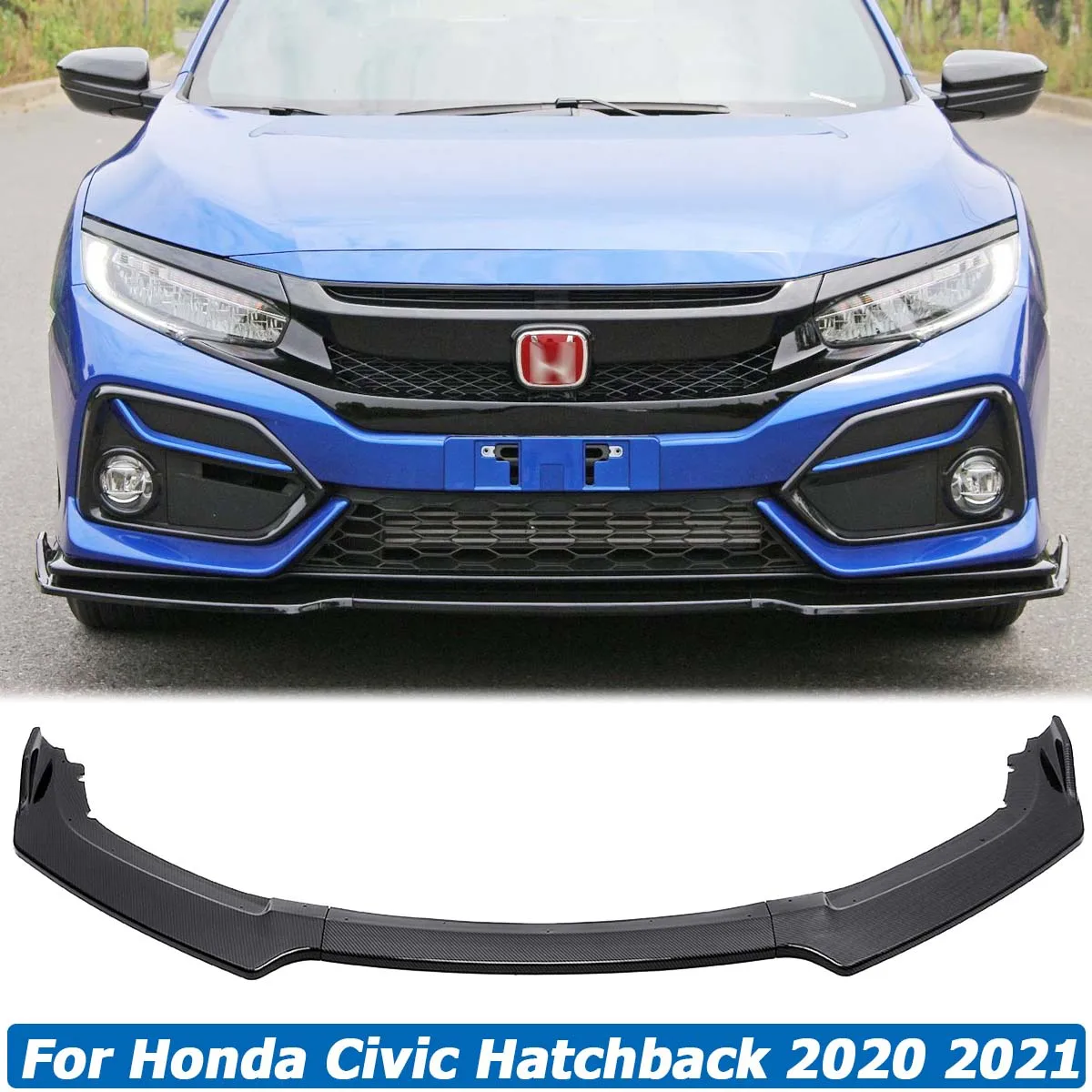 

Front Bumper Lip Spoiler For Honda Civic Hatchback 2020 2021 Side Splitters Deflector Guards Body Kit Protection Car Accessories