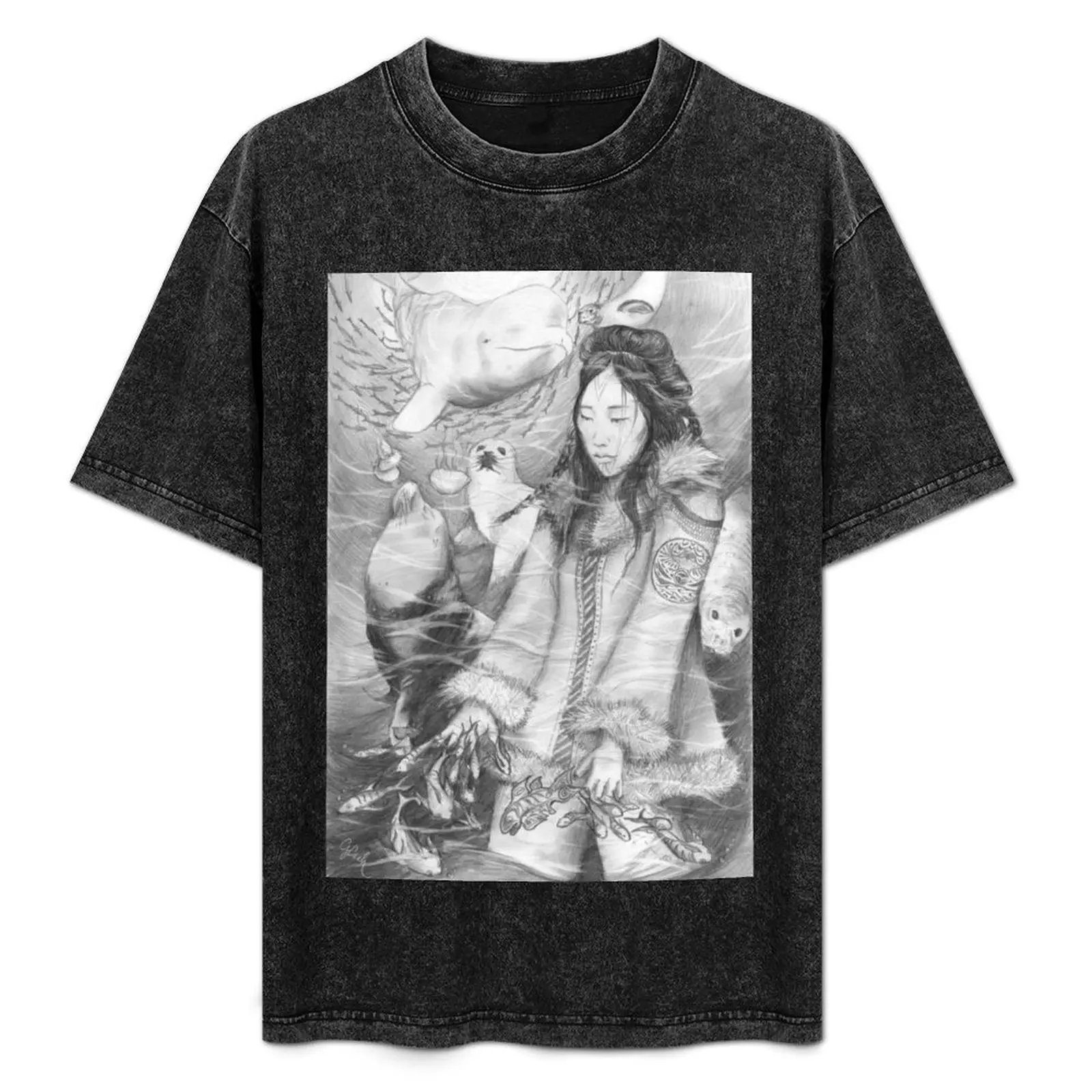Camiseta Sedna - a Deusa do Mar Inuit, tamanho grande, solta, com manga curta