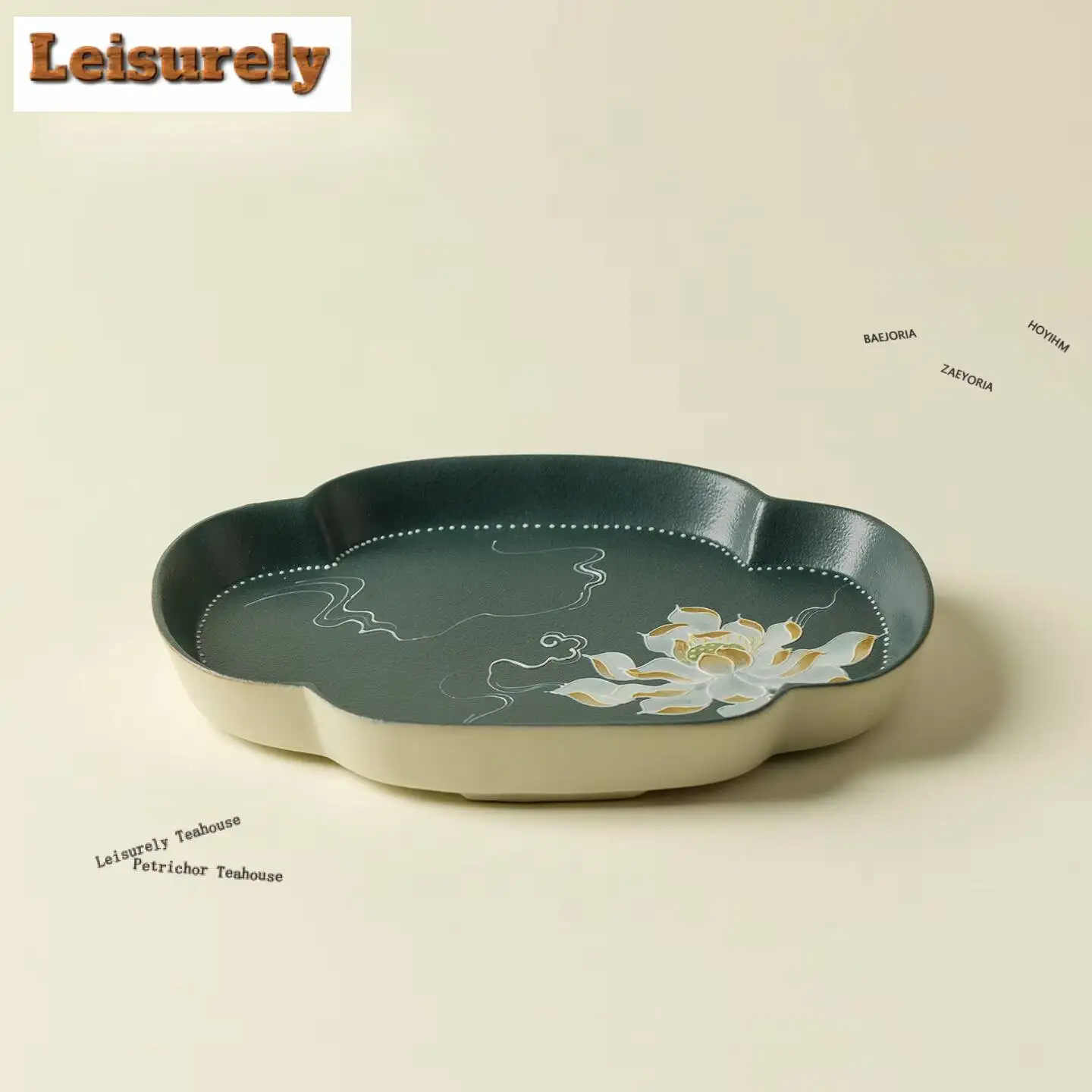 Auspicious Clouds Ink Lotus Pot Bearing Holder Gaiwan Support Dry Brew Table Tea Tray Coasters Puer Tea Services Ornaments Gifts