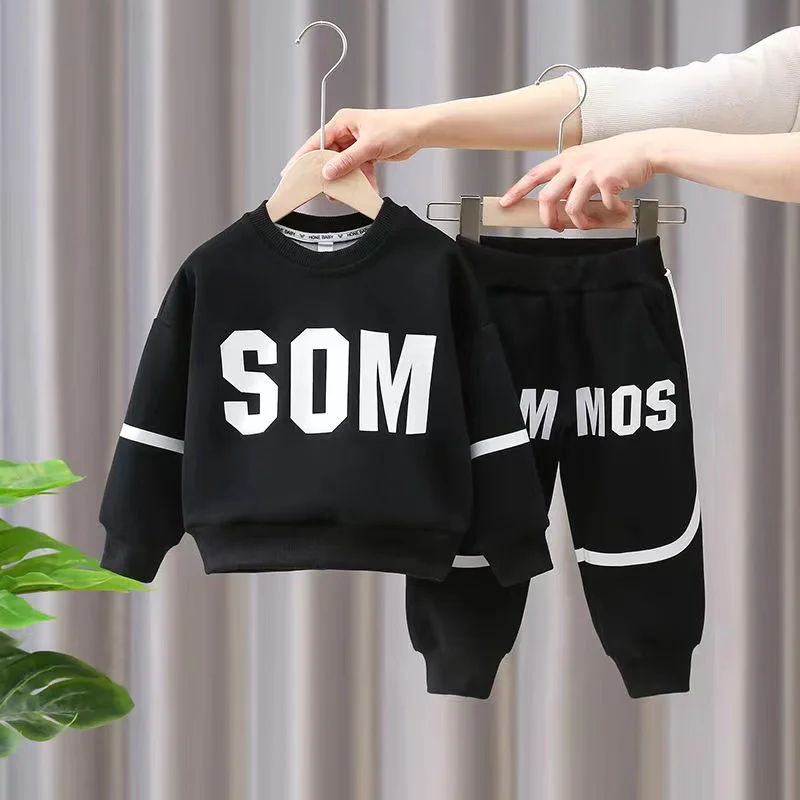 Spring Autumn Boys Clothing Set 2024 New Children\'s Baby Top and Pants Two Piece Boys Long Sleeve Sweater Set Kids Clothes Suit