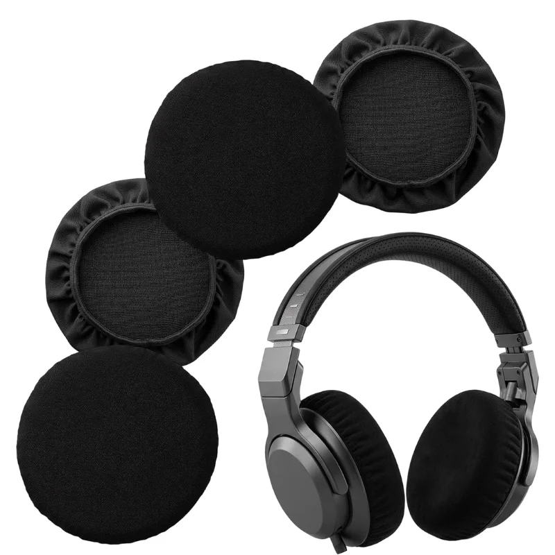 4 Pairs Elastic Lycra Earpad Covers Headphone Covers Stretchable and Washable Sanitary Earcup Protectors