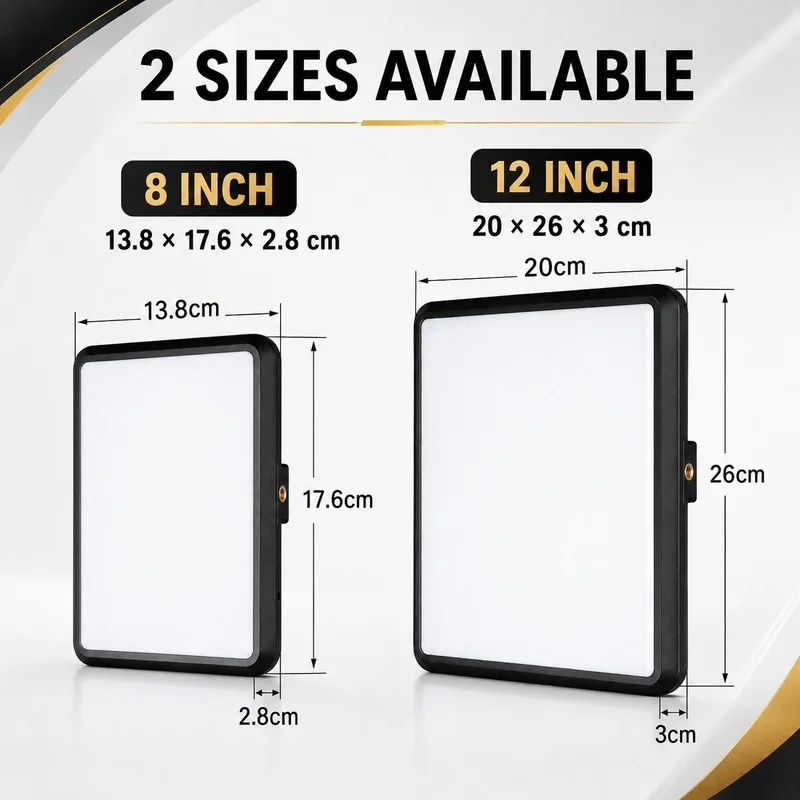 LED Video Panel Light 8/12 Inch Photography Lighting Kit with Tripod Stand for YouTube Live Streaming Photo Studio