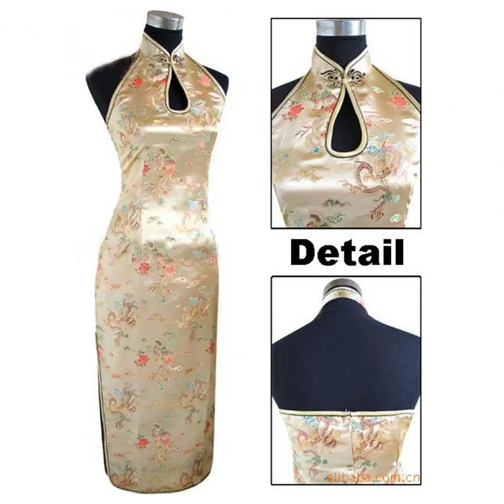 

Slit Hem Cheongsam Elegant Retro Chinese Style Cheongsam Dress for Women Stand Collar Off Shoulder Banquet Party Cocktail Dress