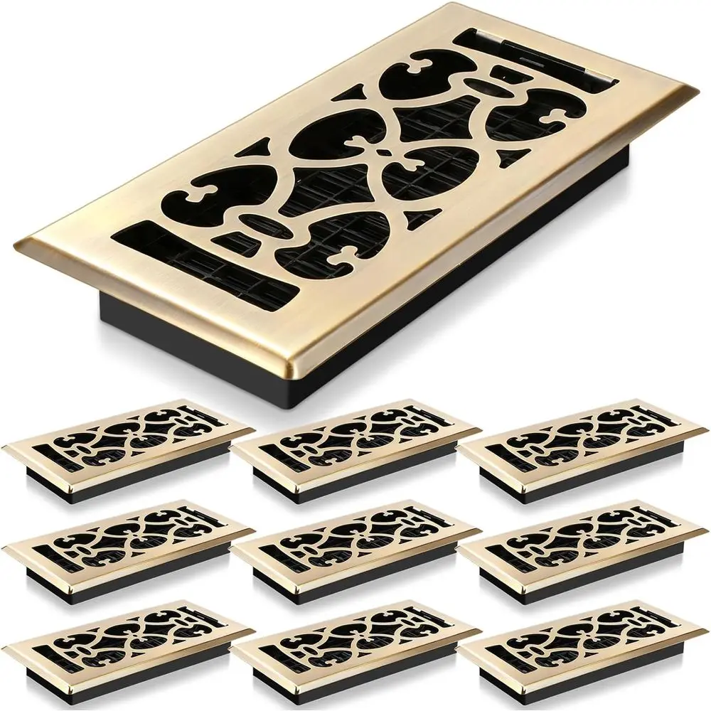 

10 упаковок 4 × 10 дюймов, бронзовые напольные вентиляционные крышки, сверхмощные прогулочные стальные напольные регистры, легкая регулировка, направление потока воздуха, решетки De