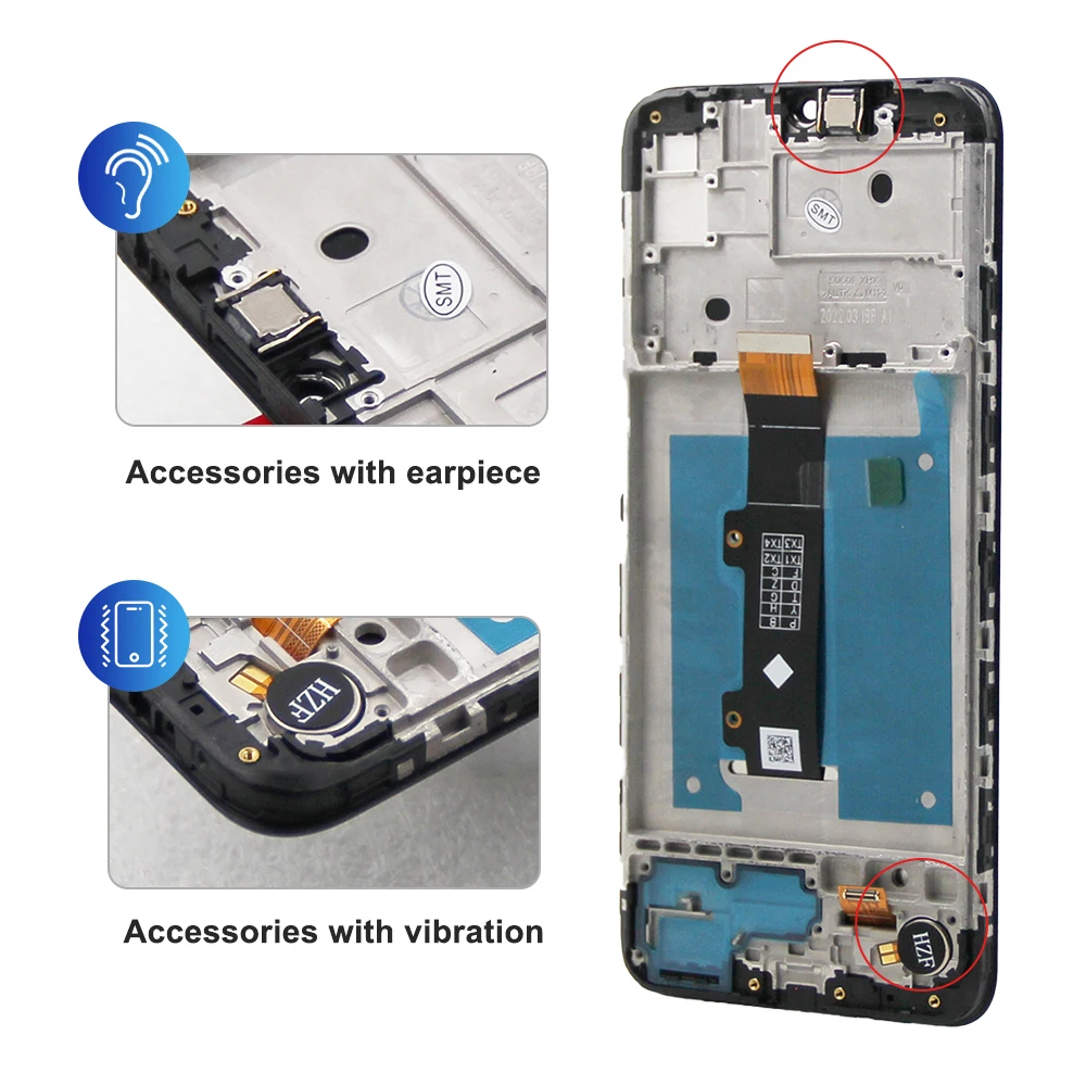 Écran AMOLED 6.5 "pour Motorola Moto E20 LCD Écran Tactile DigizClaAssembly Remplacement Pour Moto E20 count2axes XT2155-1 avec Cadre