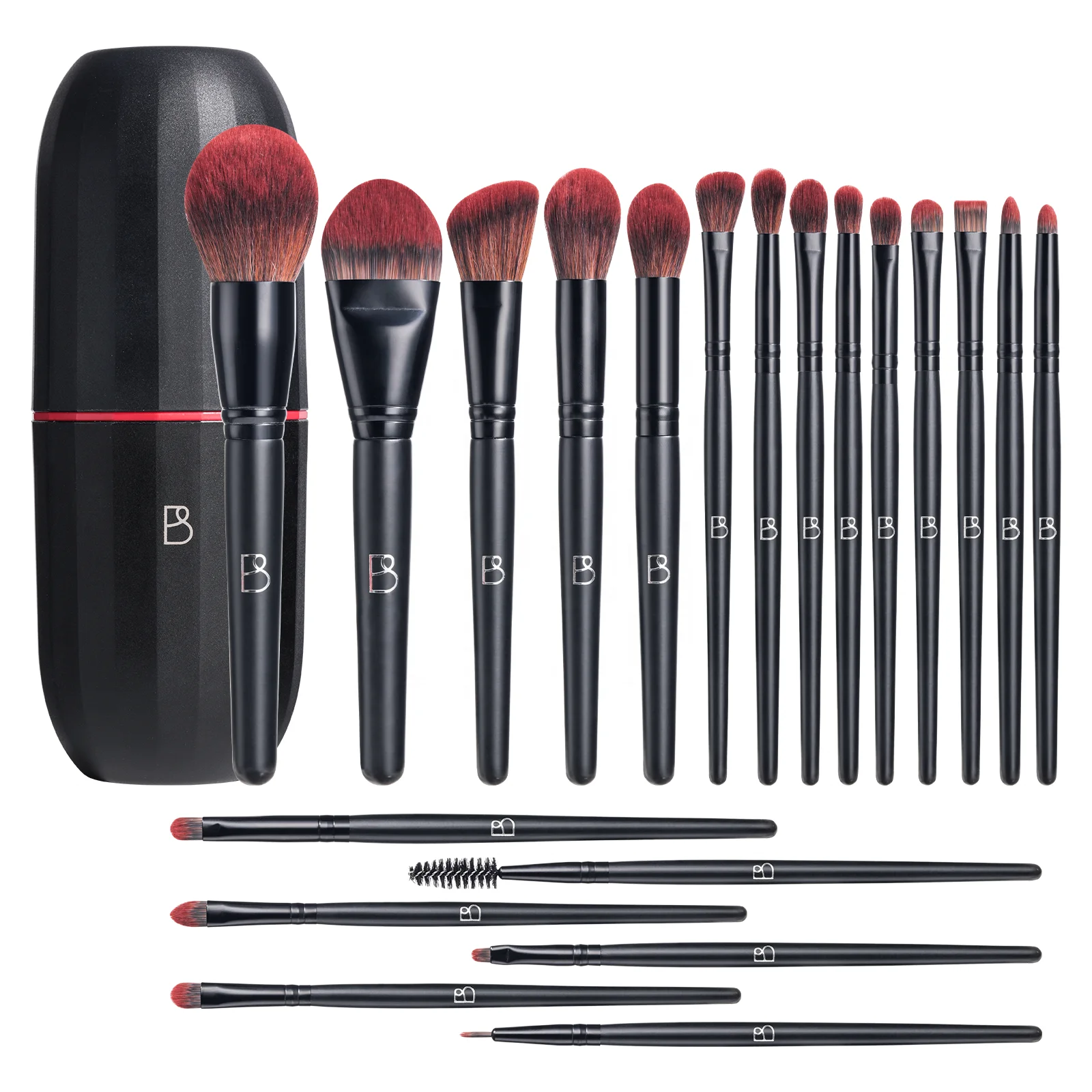 

# Hot Sales BS-MALL High Grade Makeup Brushes Kits 20PCS Black Red Foundation Eyeshadow Private Label Makeup Brushes With Brush