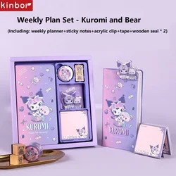 Kinbor Kawaii Week Planner Stationery Set Sanrio Notepad Organizer Self-filled Small Squares Journaling Portable Work Plan