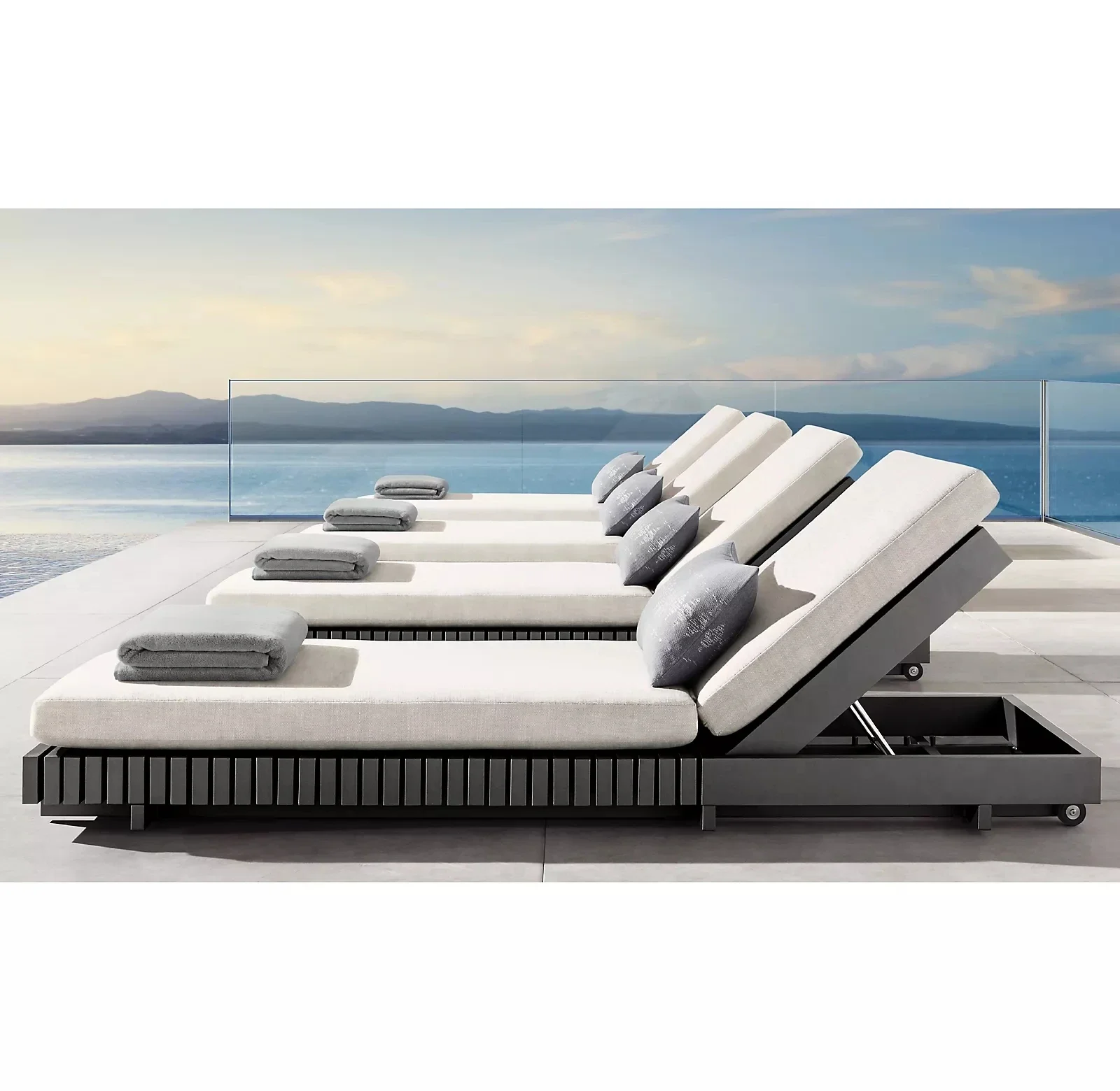 

2026 Outdoor Poolside Furniture Single Seat Luxury Design Aluminum Beach Sun Lounger