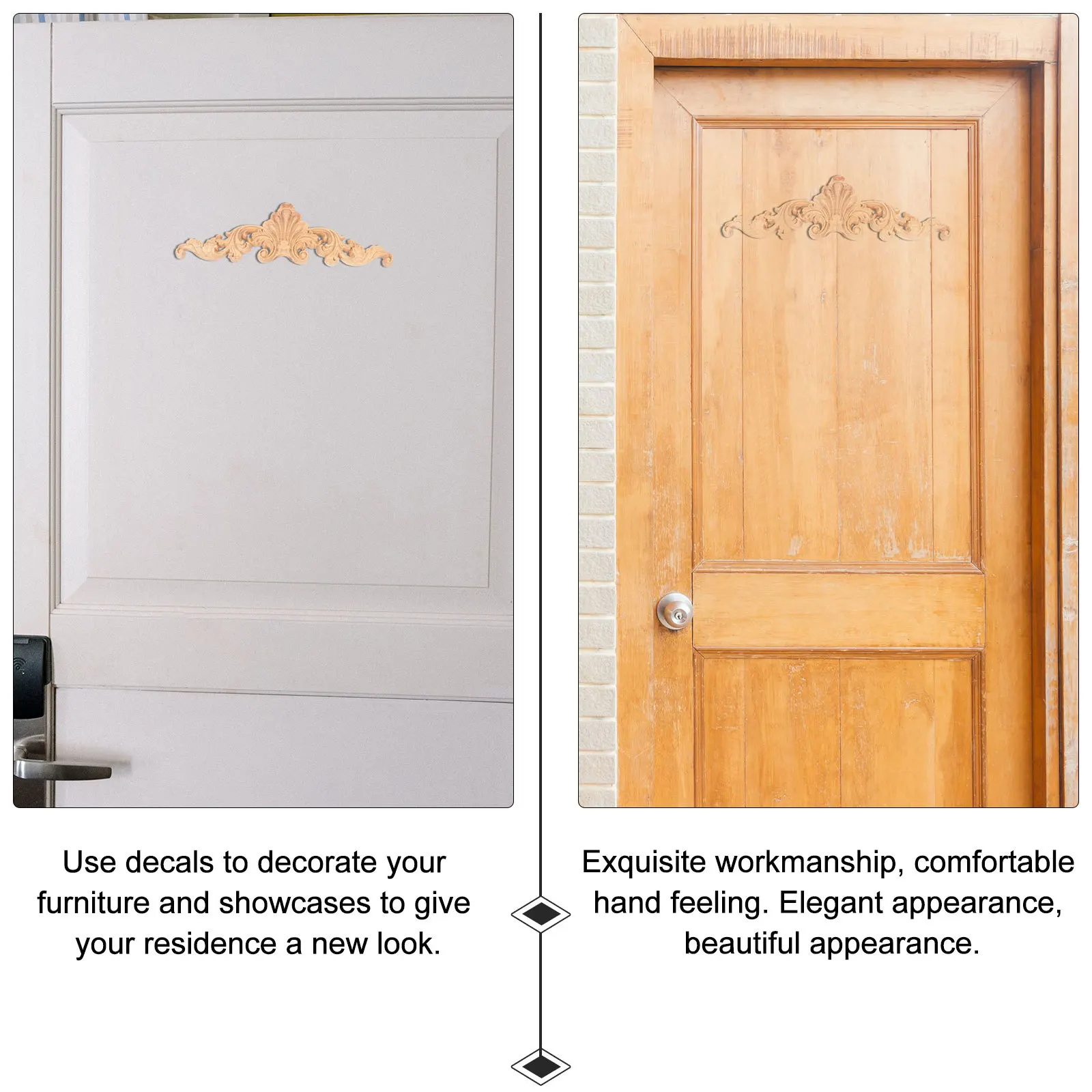 

6pcs Wooden Furniture Applique No Paint Solid Wood Trim Accessory Carved Onlay Stickers For Cabinet Door Decor Festive Party